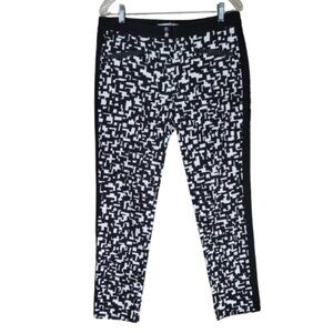 Trina Turk Abstract Print Black White Ankle Pants Slim Trousers Women's 8